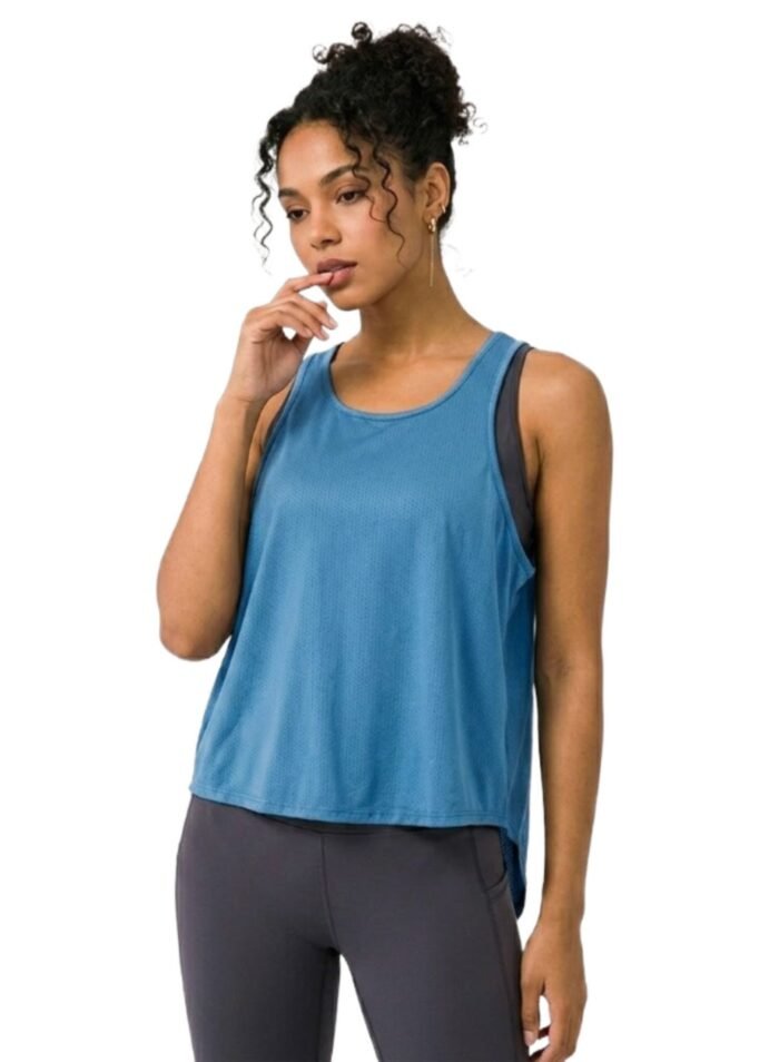 BreezyBack Tie back Tank Top-Blue — THUGFIT Activewear UAE