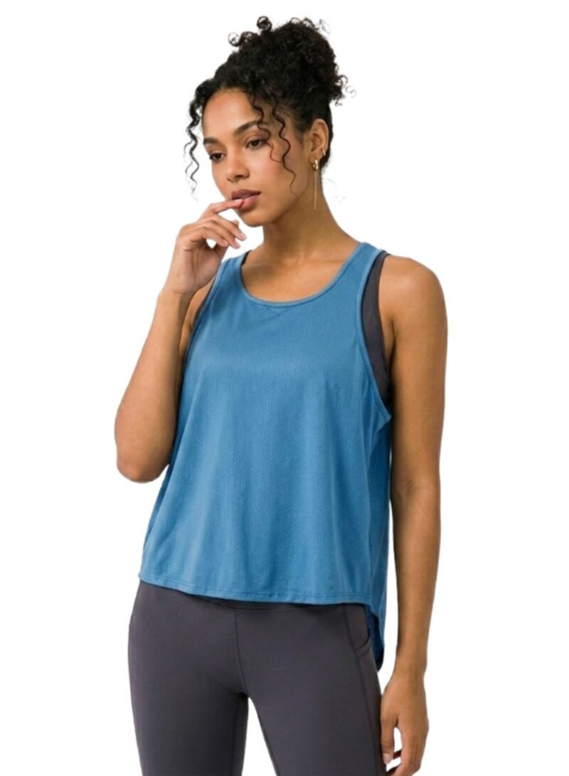 BreezyBack Tie back Tank Top-Blue
