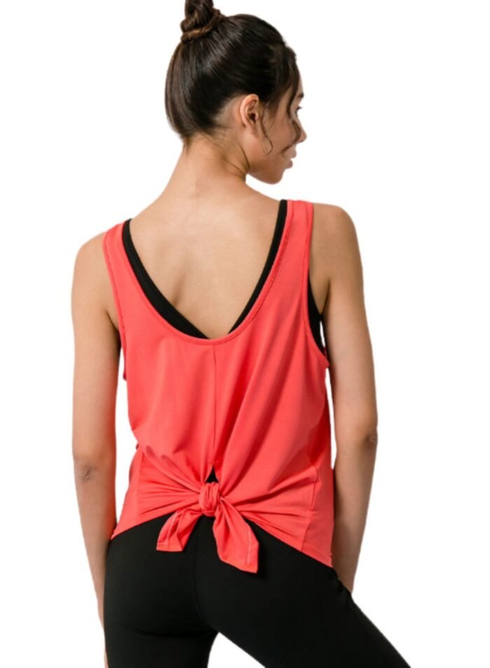BreezyBack Tie back Tank Top-Red — THUGFIT Activewear UAE
