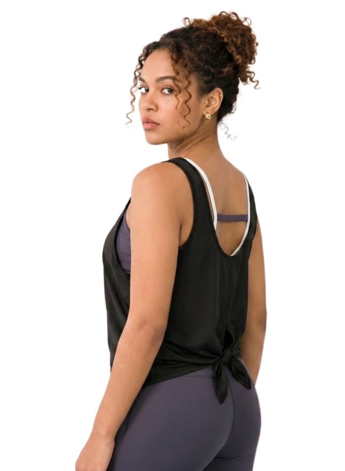 BreezyBack Tie back Tank Top-Black — THUGFIT Activewear UAE