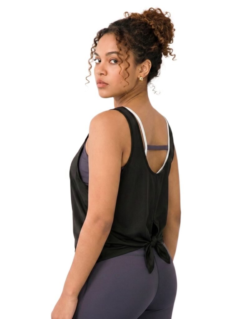 BreezyBack Tie back Tank Top-Black — THUGFIT Activewear UAE