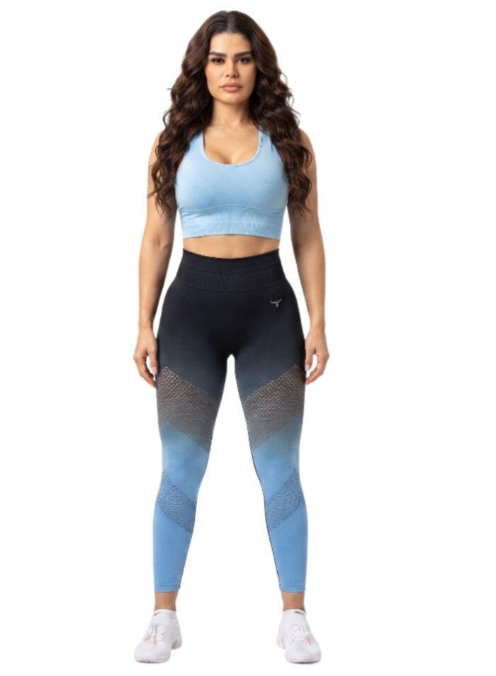OmbreFlex Hollow Out Gradient Leggings-Black Blue