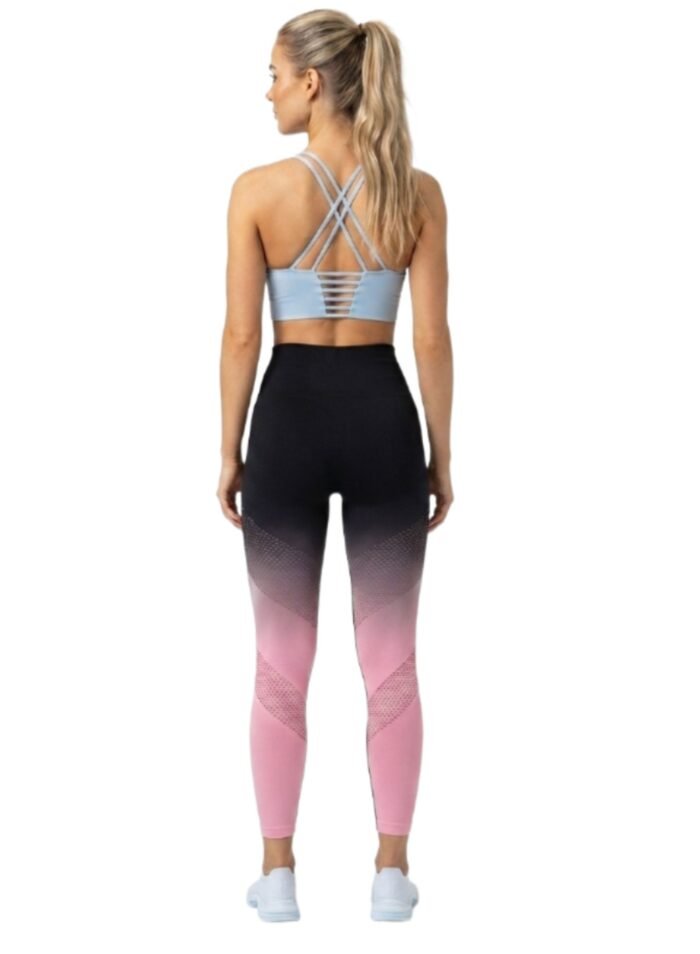 Alternative view of OmbreFlex Hollow Out Gradient Leggings-Black Pink