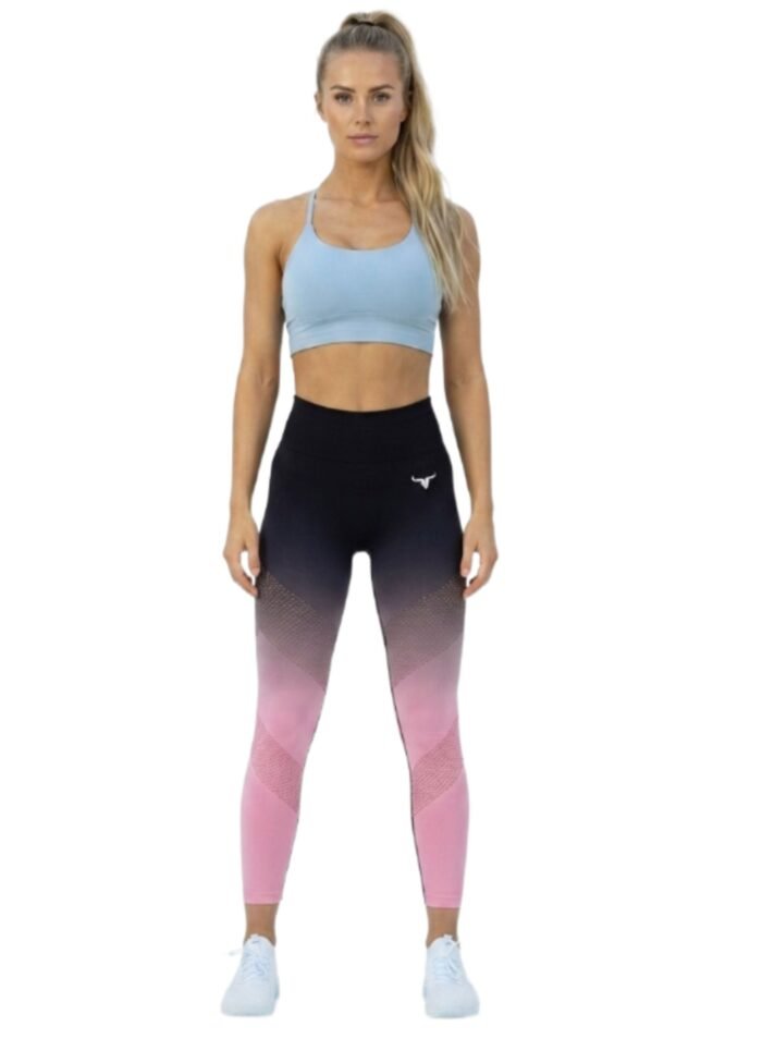 OmbreFlex Hollow Out Gradient Leggings-Black Pink