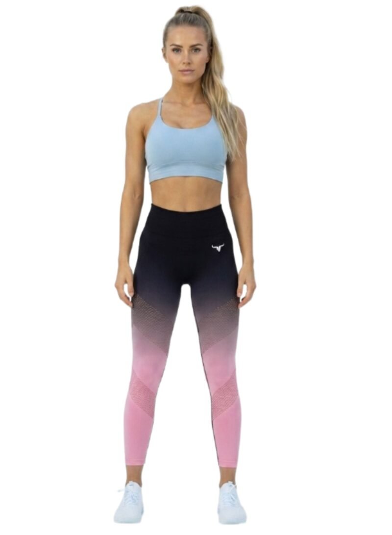 OmbreFlex Hollow Out Gradient Leggings-Black Pink