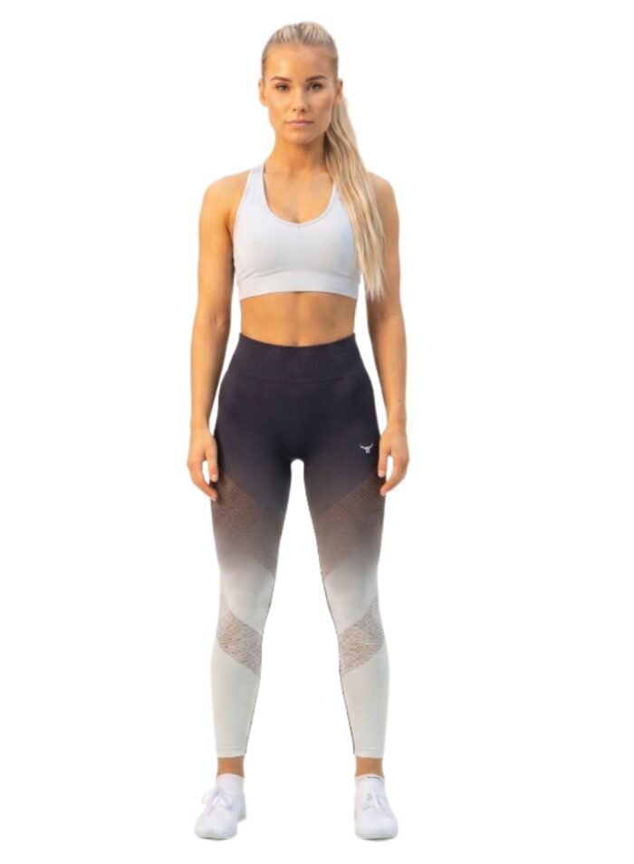 OmbreFlex Hollow Out Gradient Leggings-Black White
