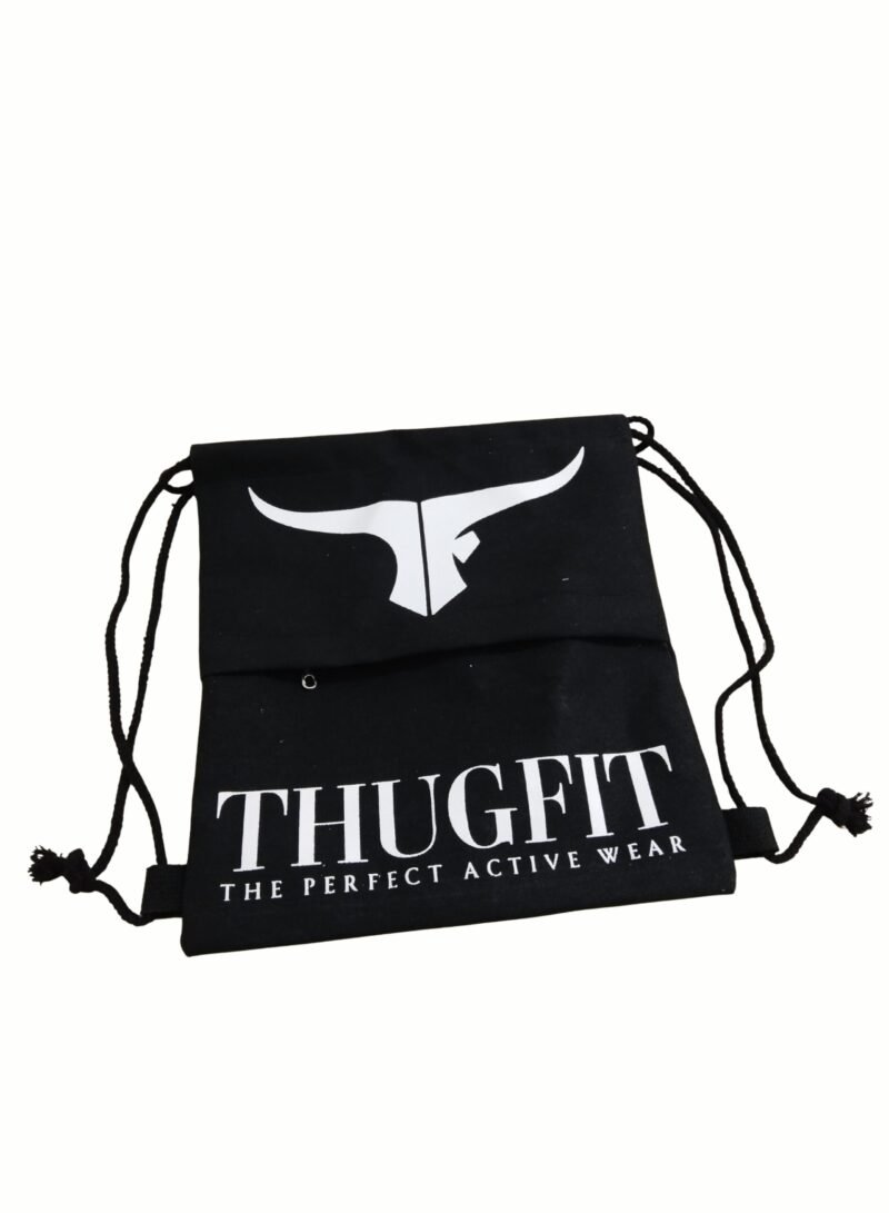 Cotton Drawstring Bag - Black-Black