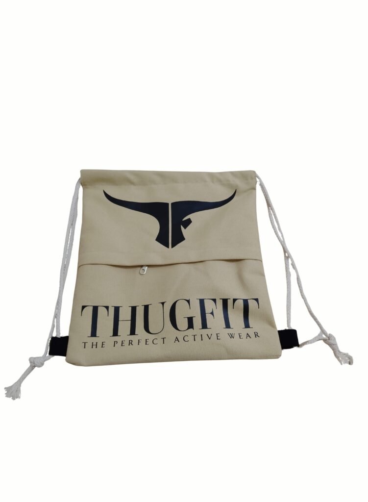Cotton Drawstring Bag - Beige-Beige — THUGFIT Activewear UAE