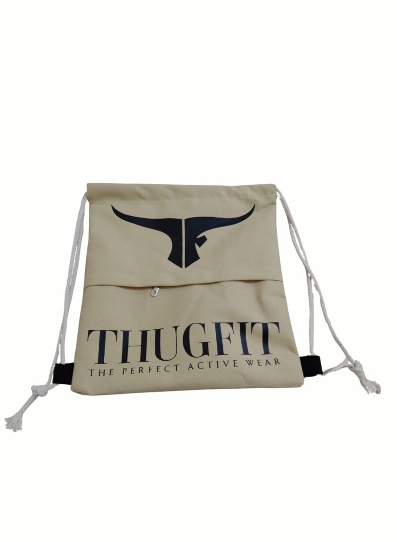 Cotton Drawstring Bag - Beige-Beige