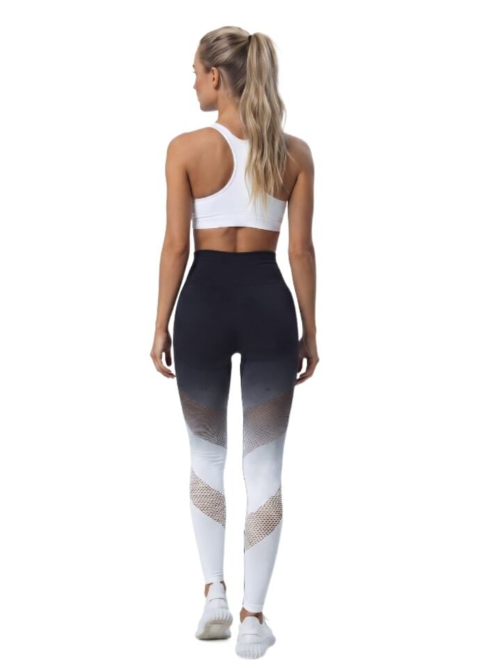 Alternative view of OmbreFlex Hollow Out Gradient Leggings-Black White