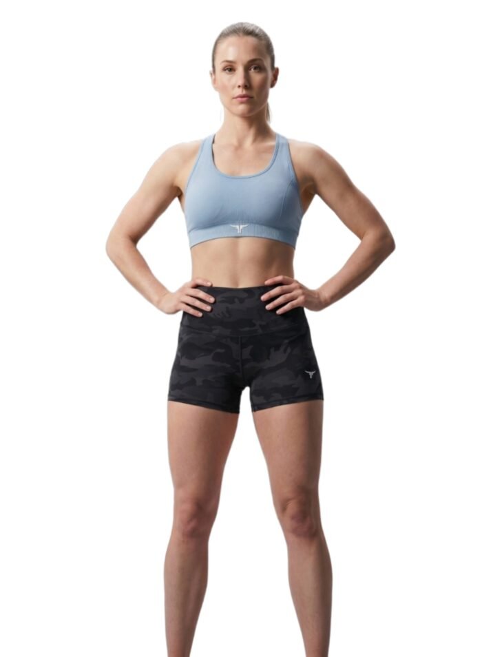 High Waisted Skinny Black Camo Shorts-Black — THUGFIT Activewear UAE