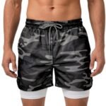 SprintHint 2-in-1 Black Camo Shorts-Black White — THUGFIT Activewear UAE