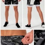 SprintHint 2-in-1 Black Camo Shorts-Black White — THUGFIT Activewear UAE