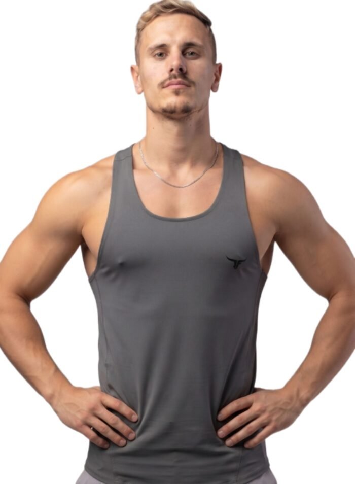Alternative view of MuscleHustle Mens Tank Top-Gray