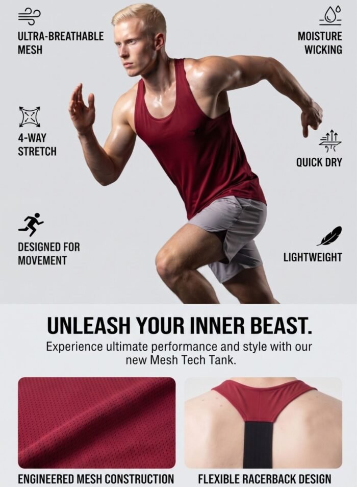 MuscleHustle Mens Tank Top-Red - Image 7
