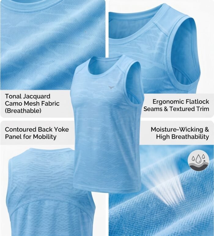 Sleeveless Classic Tank Top-Blue — THUGFIT Activewear UAE