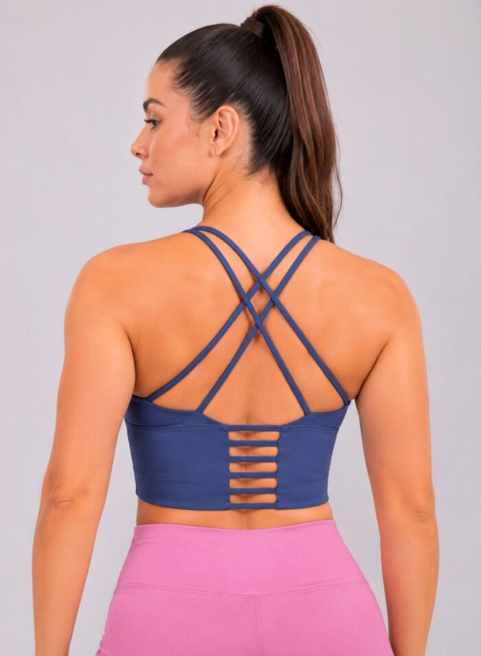 Alternative view of AeroFit High-intensity Long Line Sports Bra-Blue