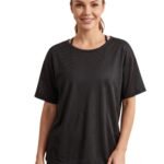 Loose Short Sleeve Mesh Crop Top-Black — THUGFIT Activewear UAE