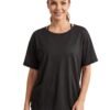 Loose Short Sleeve Mesh Crop Top-Black — THUGFIT Activewear UAE