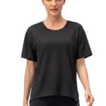 Loose Short Sleeve Mesh Crop Top-Black — THUGFIT Activewear UAE