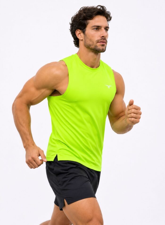 LiftRift Sleeveless Mens T-Shirt-Fluorescent Green - Image 5