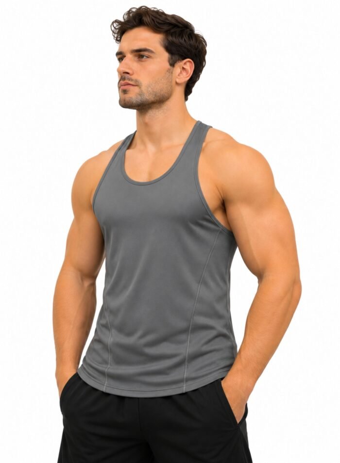 MuscleHustle Mens Tank Top-Gray - Image 4