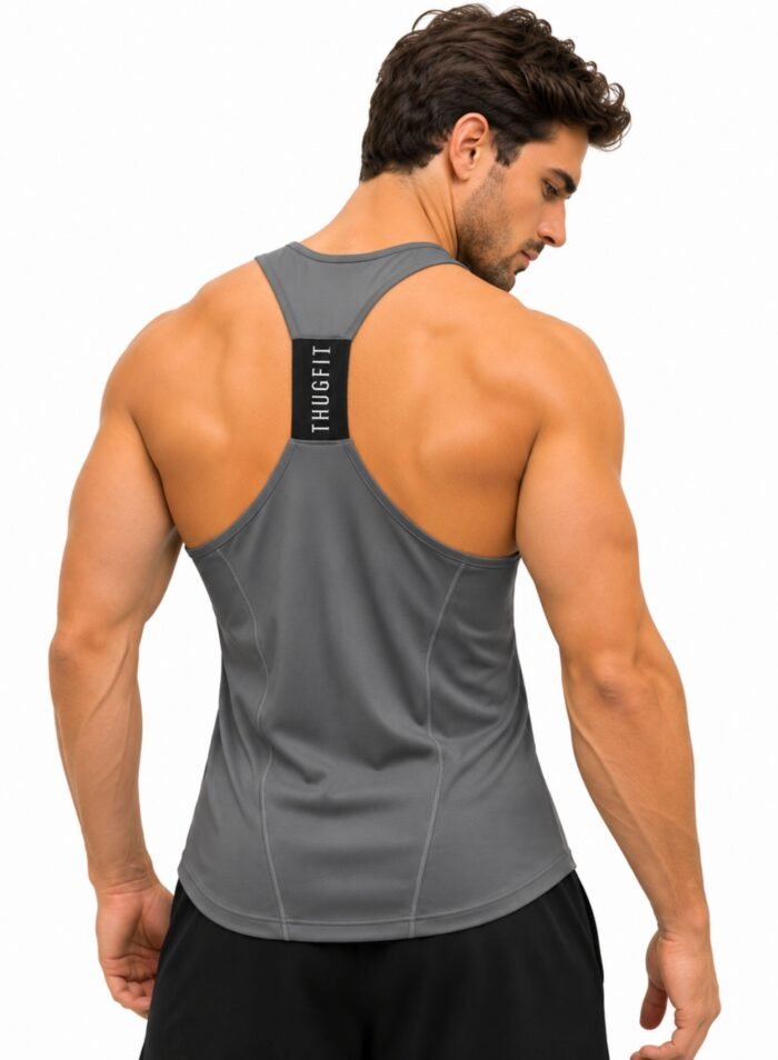 MuscleHustle Mens Tank Top-Gray - Image 3