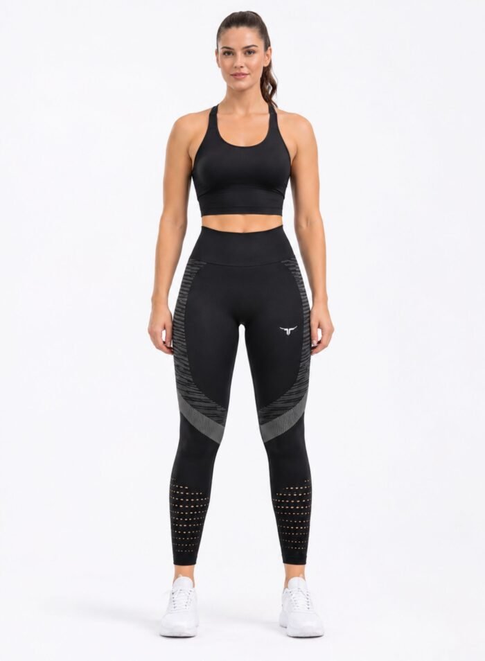SpinFit High Waist Hollow Leggings-Black