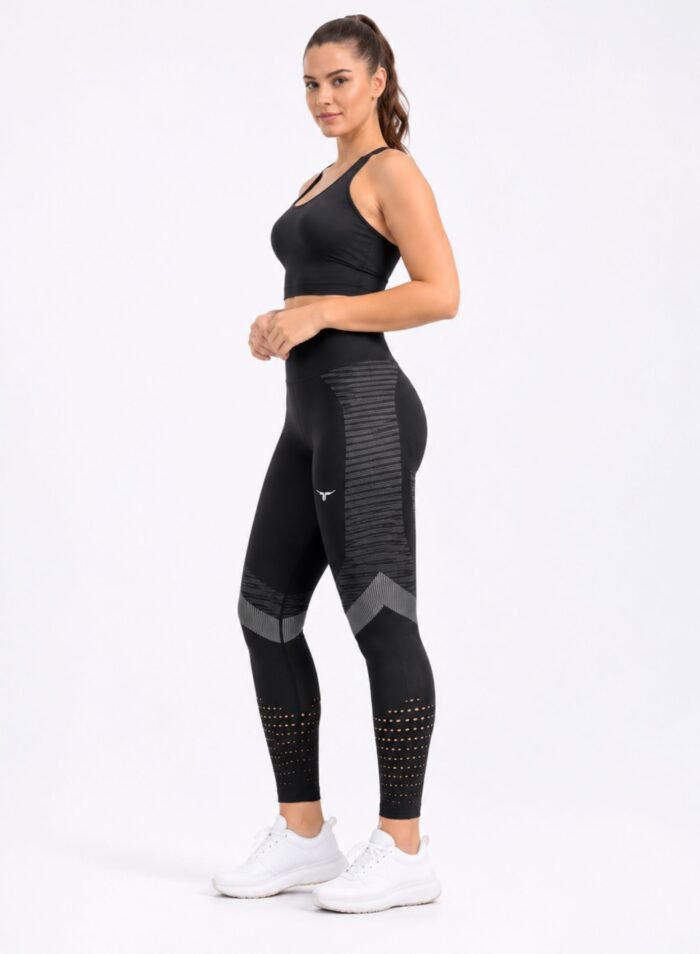 SpinFit High Waist Hollow Leggings-Black - Image 3