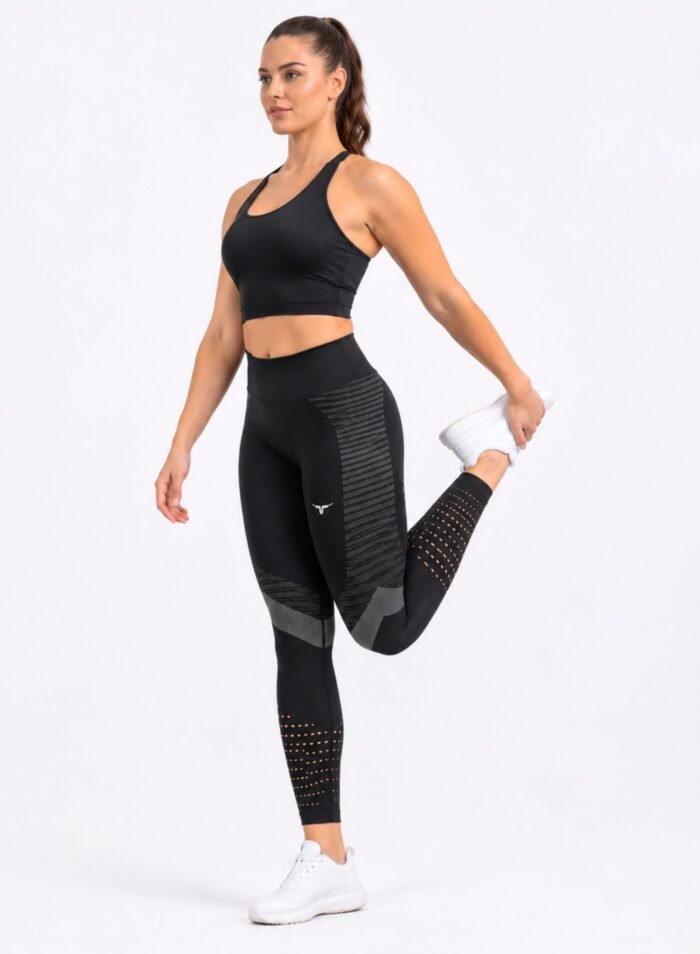 SpinFit High Waist Hollow Leggings-Black - Image 5