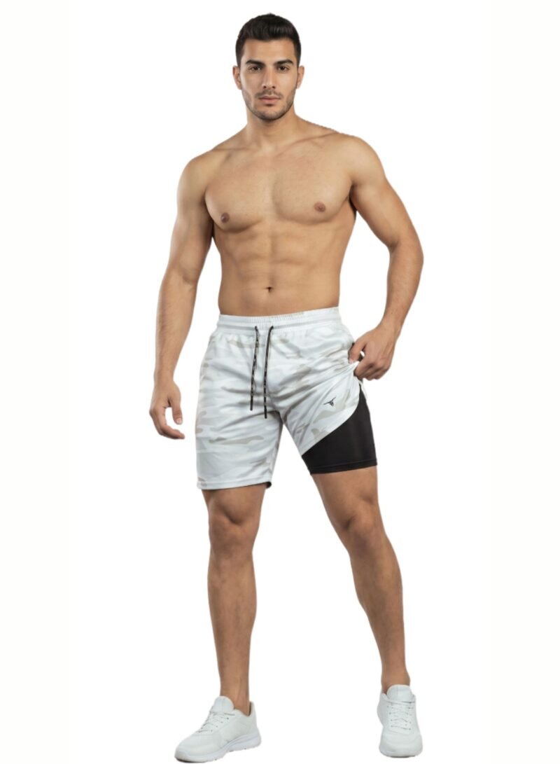 SprintHint 2-in-1 White Camo Shorts-CamoWhite