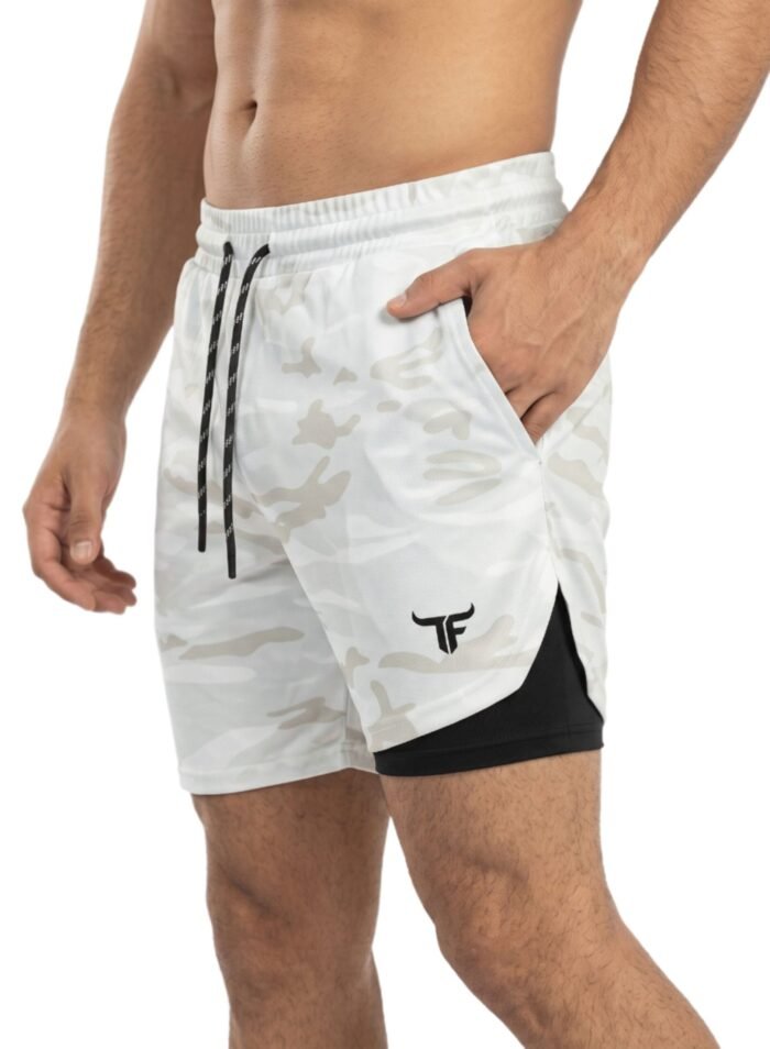 SprintHint 2-in-1 White Camo Shorts-CamoWhite — THUGFIT Activewear UAE