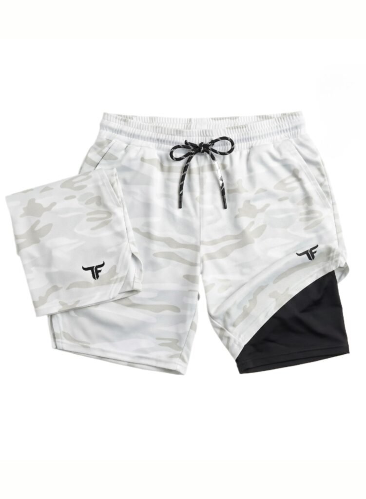 SprintHint 2-in-1 White Camo Shorts-CamoWhite — THUGFIT Activewear UAE