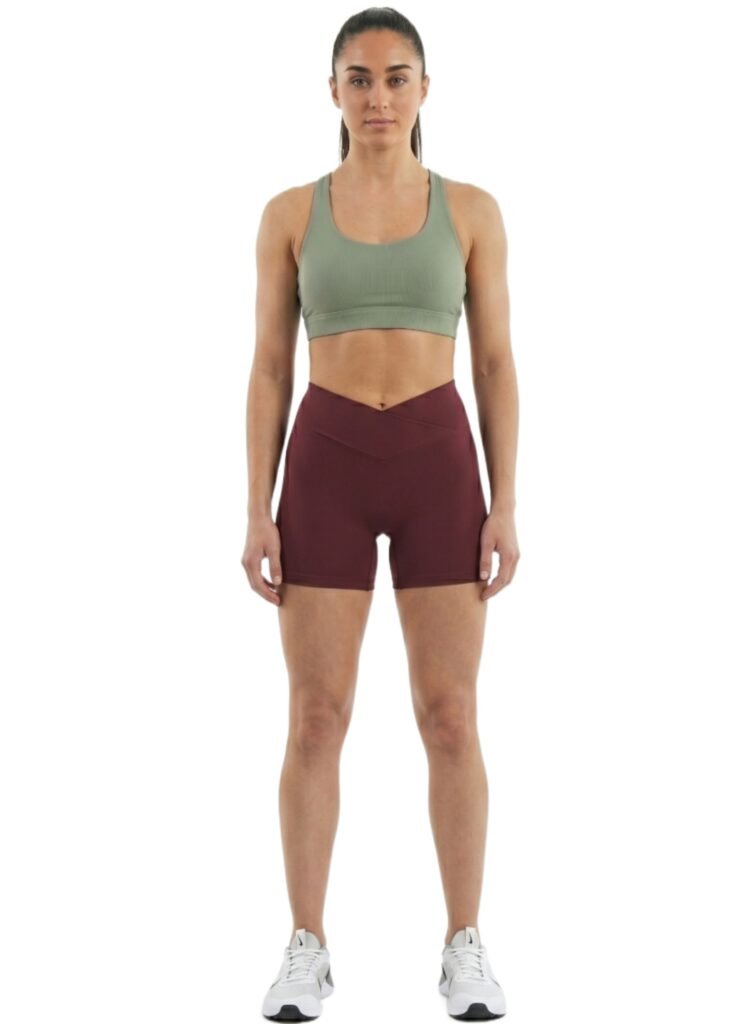 BraveBod Cross Waist V Cut Shorts-Burgundy — THUGFIT Activewear UAE