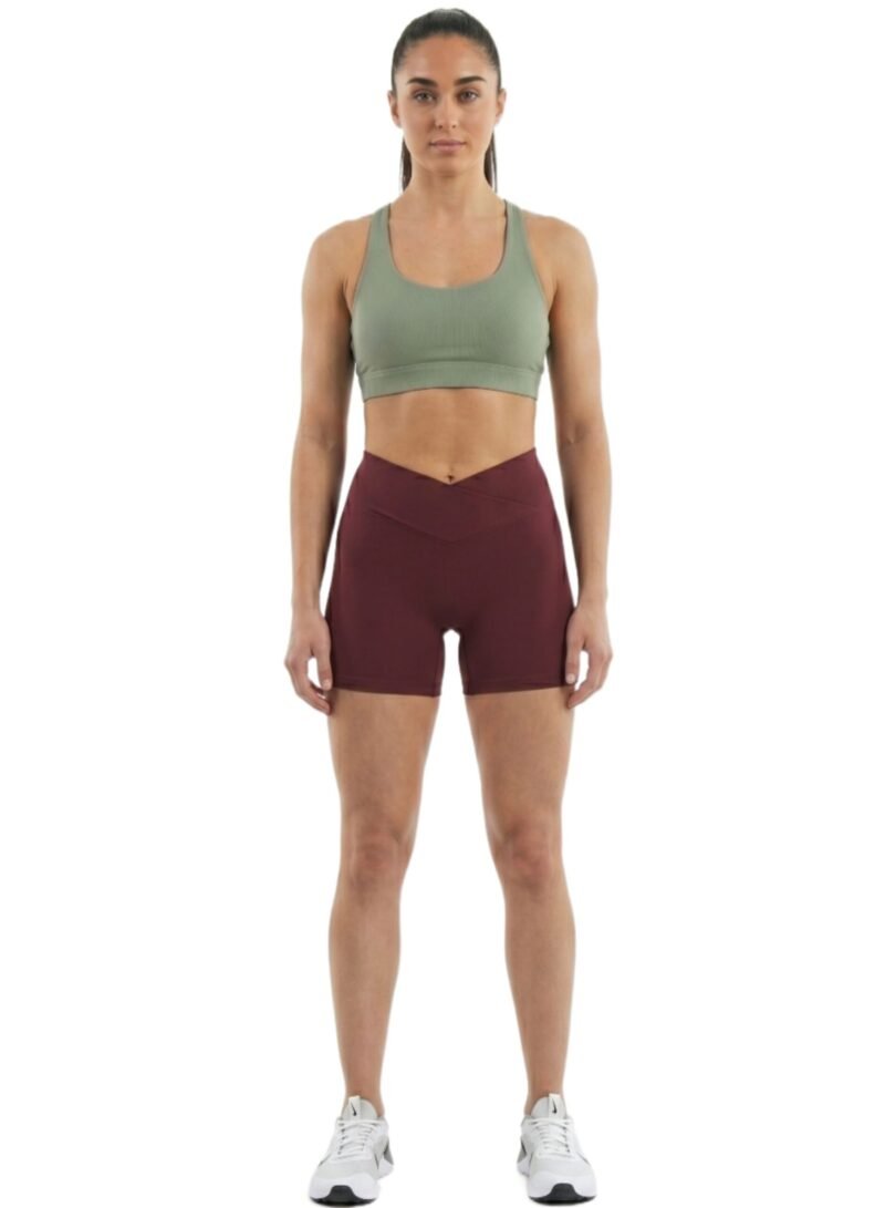 BraveBod Cross Waist V Cut Shorts-Burgundy