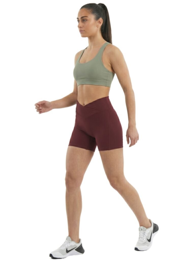 BraveBod Cross Waist V Cut Shorts-Burgundy — THUGFIT Activewear UAE