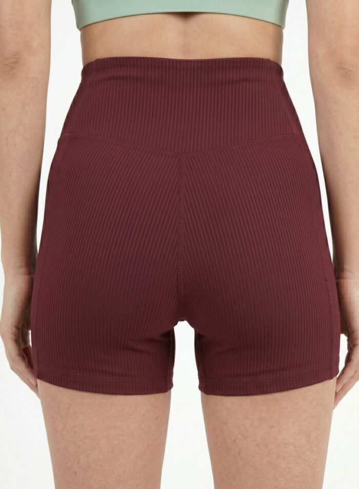 BraveBod Cross Waist V Cut Shorts-Burgundy — THUGFIT Activewear UAE