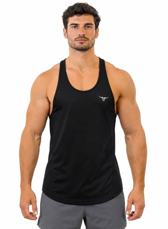 MuscleHustle Mens Tank Top-Black