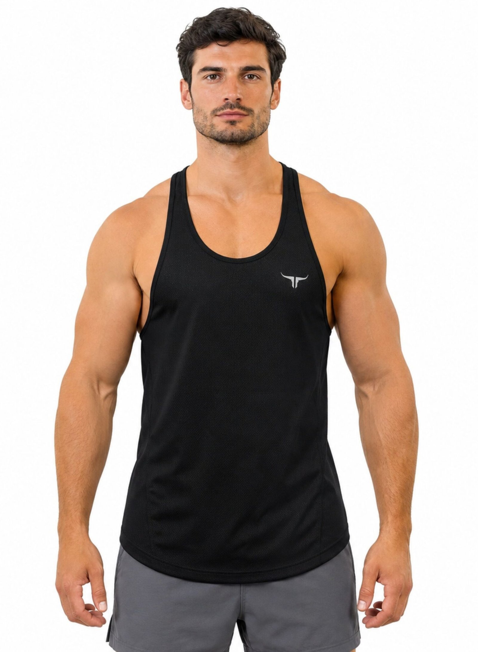 MuscleHustle Mens Tank Top-Black