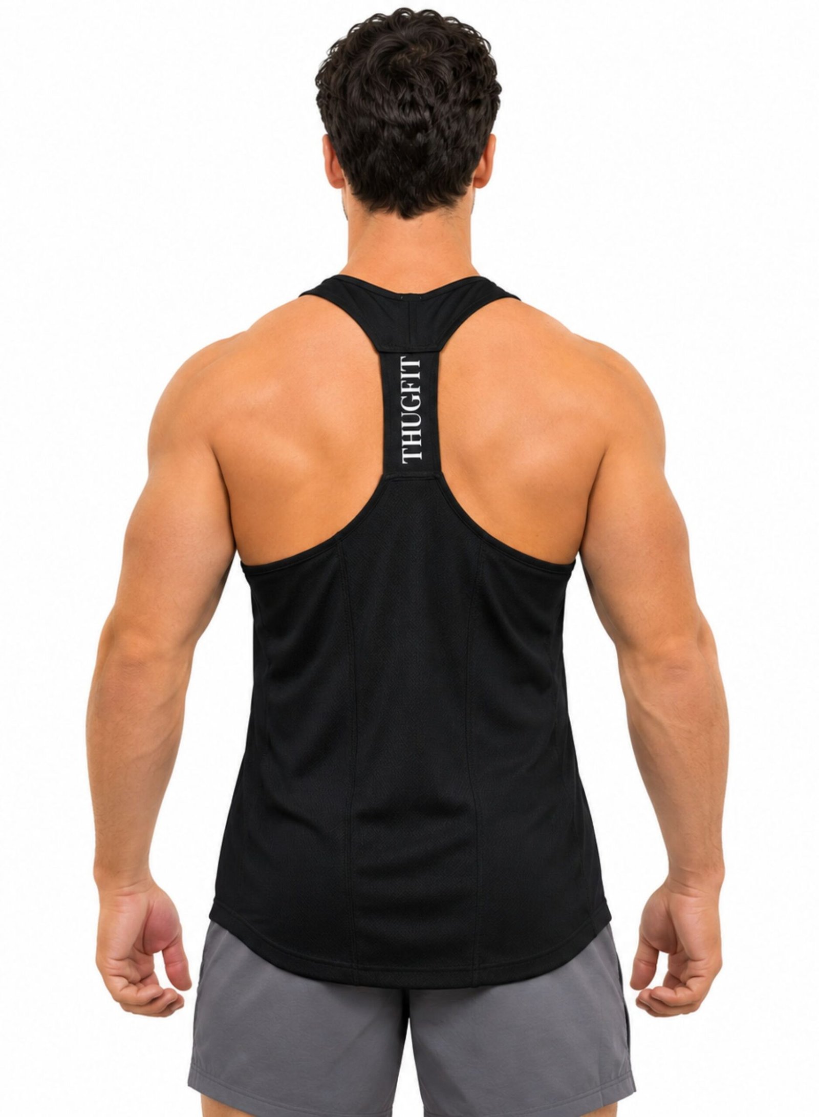 MuscleHustle Mens Tank Top-Black - Image 2