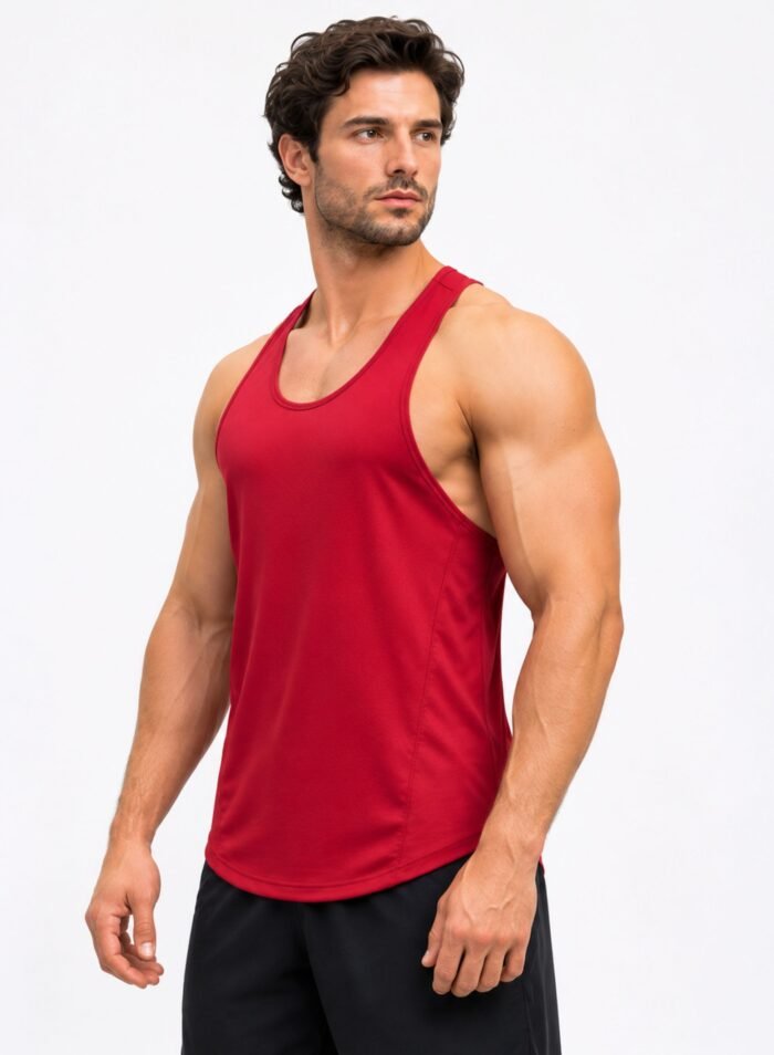 MuscleHustle Mens Tank Top-Red - Image 4
