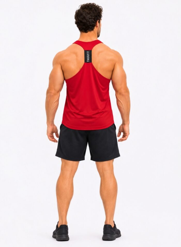 MuscleHustle Mens Tank Top-Red - Image 6