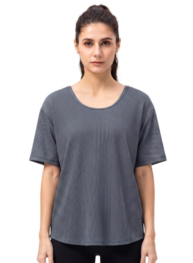 Loose Short Sleeve Mesh Crop Top-Gray — THUGFIT Activewear UAE