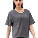 Loose Short Sleeve Mesh Crop Top-Gray — THUGFIT Activewear UAE