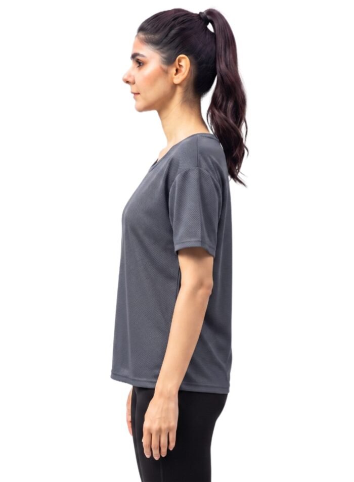 Loose Short Sleeve Mesh Crop Top-Gray — THUGFIT Activewear UAE