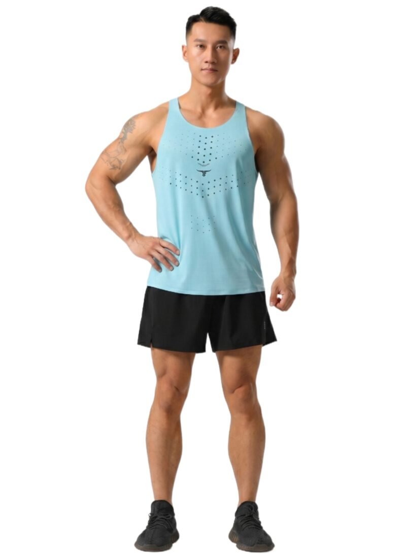 AgileAura Activewear Men's Tank Top-Sky Blue