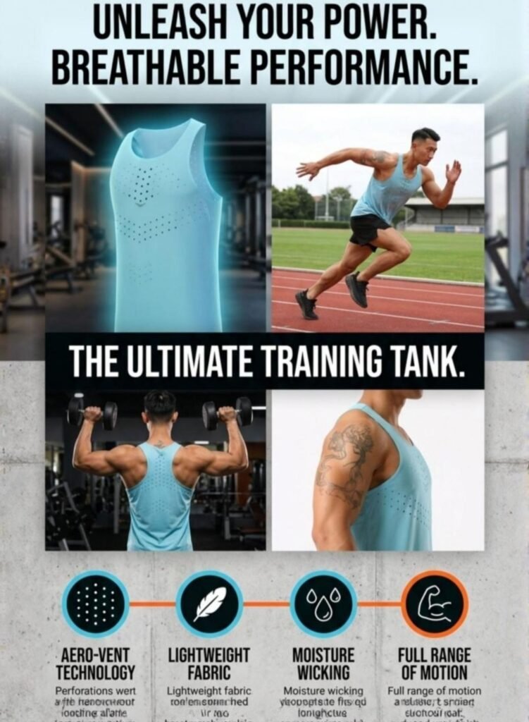 AgileAura Activewear Men's Tank Top-Sky Blue — THUGFIT Activewear UAE