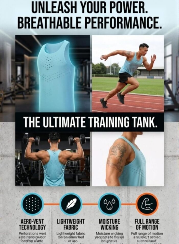 AgileAura Activewear Men's Tank Top-Sky Blue — THUGFIT Activewear UAE