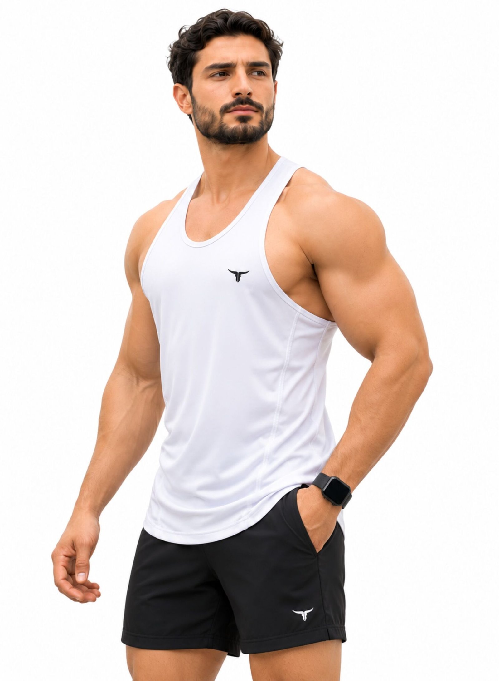 MuscleHustle Mens Tank Top-White