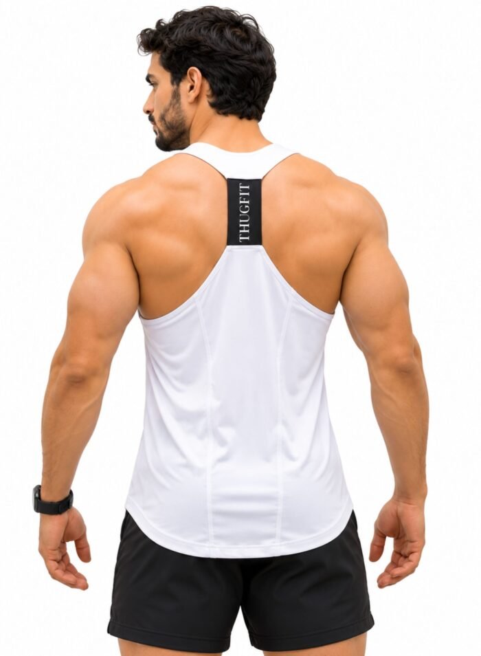Alternative view of MuscleHustle Mens Tank Top-White